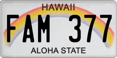 HI license plate FAM377