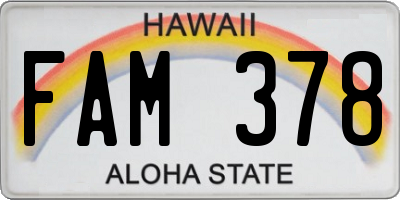 HI license plate FAM378