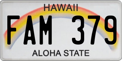 HI license plate FAM379