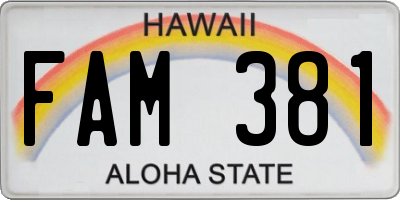 HI license plate FAM381
