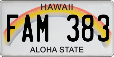 HI license plate FAM383