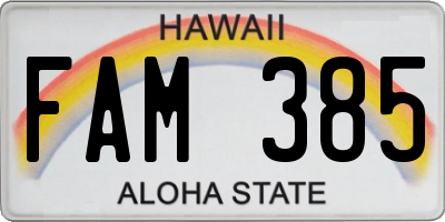 HI license plate FAM385