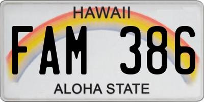 HI license plate FAM386