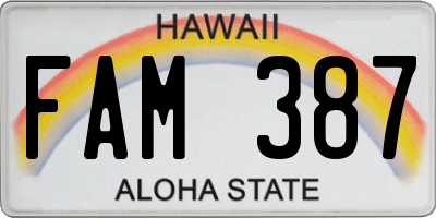 HI license plate FAM387