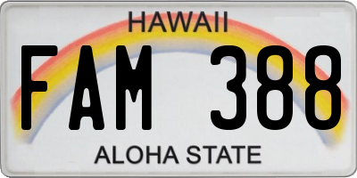 HI license plate FAM388