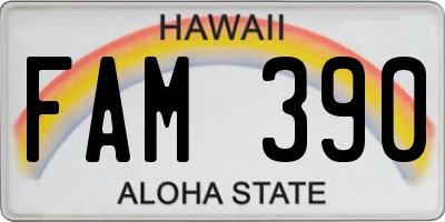 HI license plate FAM390