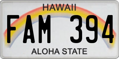 HI license plate FAM394