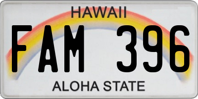 HI license plate FAM396
