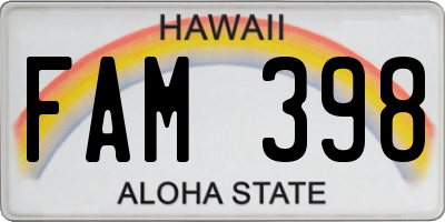 HI license plate FAM398