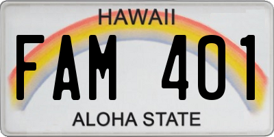 HI license plate FAM401