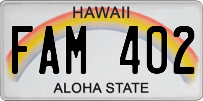 HI license plate FAM402