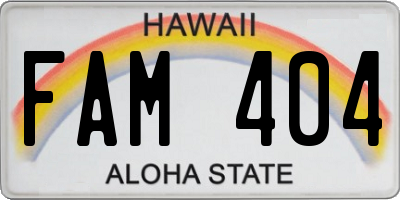 HI license plate FAM404