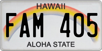 HI license plate FAM405