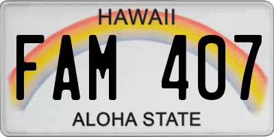 HI license plate FAM407