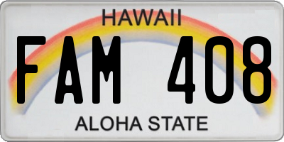 HI license plate FAM408
