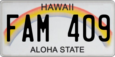 HI license plate FAM409