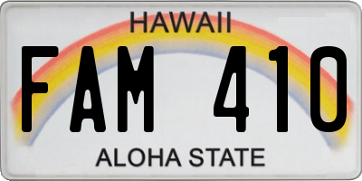 HI license plate FAM410