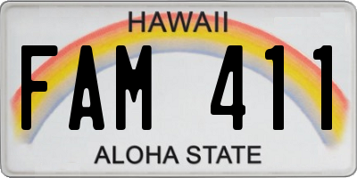HI license plate FAM411