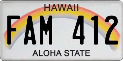HI license plate FAM412