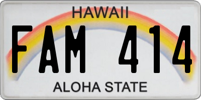 HI license plate FAM414