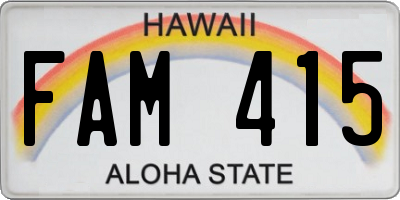 HI license plate FAM415