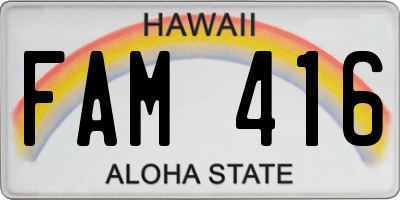 HI license plate FAM416