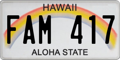 HI license plate FAM417