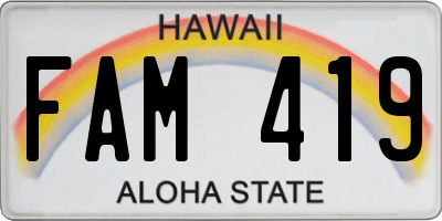 HI license plate FAM419