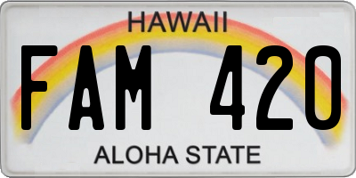HI license plate FAM420