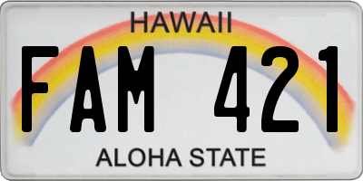 HI license plate FAM421