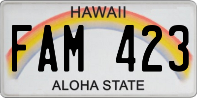 HI license plate FAM423