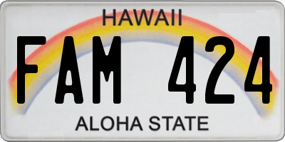 HI license plate FAM424