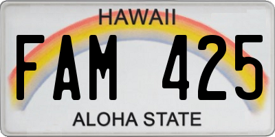 HI license plate FAM425