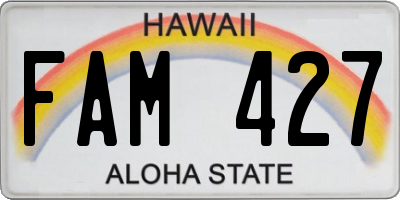 HI license plate FAM427