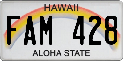 HI license plate FAM428