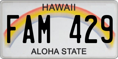 HI license plate FAM429