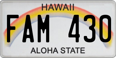 HI license plate FAM430