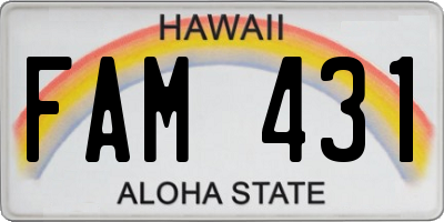 HI license plate FAM431