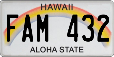 HI license plate FAM432