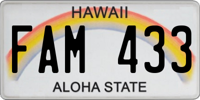 HI license plate FAM433