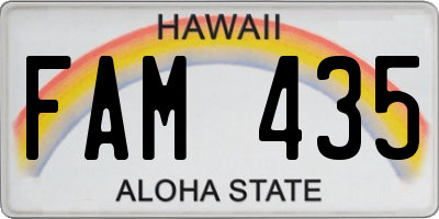 HI license plate FAM435