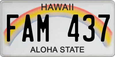 HI license plate FAM437