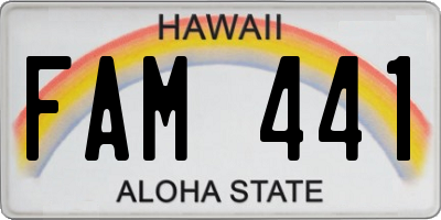 HI license plate FAM441