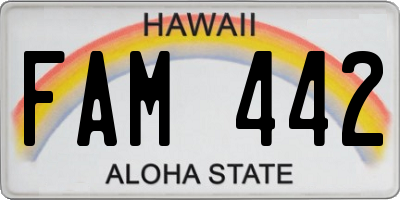 HI license plate FAM442