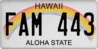 HI license plate FAM443
