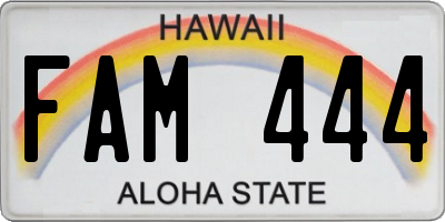 HI license plate FAM444