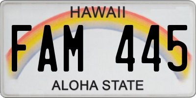 HI license plate FAM445