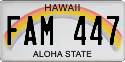 HI license plate FAM447
