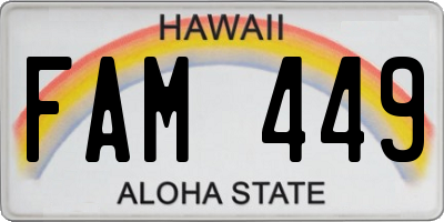 HI license plate FAM449