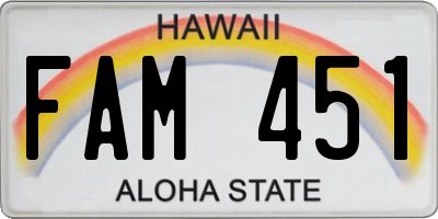 HI license plate FAM451